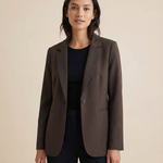 Korean Fashion Blazer – Tailored Dark Cocoa Brown Slim Fit Jacket
