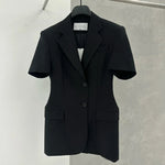 Korean Style Blazer – Chic A-Line Short Sleeve Jacket