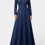 Marie Long Suede Dress With Shirt Collar And Lace