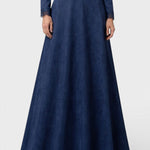 Marie Long Suede Dress With Shirt Collar And Lace