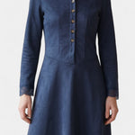 Marie Long Suede Dress With Shirt Collar And Lace