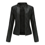 Damen-Lederjacke mit Mao-Kragen