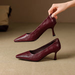Cleva Genuine Leather Square-Toe Heels