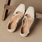 Odie Genuine Leather Cross Strap Flats
