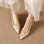 Elise Genuine Leather Pointed-Toe Slingback Heels