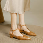 Nelsy Premium Leather T-Strap Slingback Heels