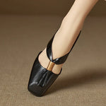 Aviel Genuine Leather Cross Strap Flats