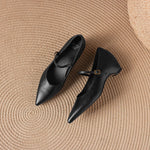 Evie Genuine Leather Pointed Toe Mary Jane Pumps