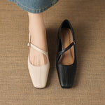 Celes Square Toe Leather Mary Jane Pumps
