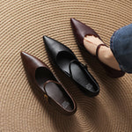 Evie Genuine Leather Pointed Toe Mary Jane Pumps