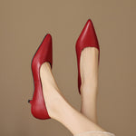 Zera Genuine Leather Pointed-Toe Heel Pumps