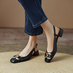 Cora Square Toe Leather Slingback Pumps