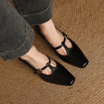 Elodie Genuine Leather T-Strap Heel Pumps