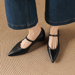 Evie Genuine Leather Pointed Toe Mary Jane Pumps