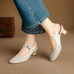 Bela Genuine Leather Hollow-Out Slingback Heels