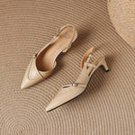 Elise Genuine Leather Pointed-Toe Slingback Heels