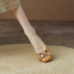Cora Square Toe Leather Slingback Pumps