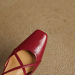 Klea Genuine Leather Cross-Strap Slingback Heels