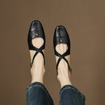 Elene Genuine Leather Mary-Jane Flats