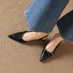 Elise Genuine Leather Pointed-Toe Slingback Heels