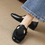 Krea Genuine Leather Whipstitch T-Strap Pumps