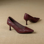 Cleva Genuine Leather Square-Toe Heels