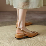 Cora Square Toe Leather Slingback Pumps