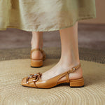 Cora Square Toe Leather Slingback Pumps