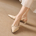 Elise Genuine Leather Pointed-Toe Slingback Heels