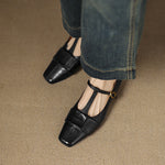 Leya Genuine Leather T-Strap Pumps