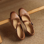 Remy Genuine Leather Almond Toe Mary Jane Flats
