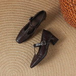Eden Genuine Leather T-Strap Heels