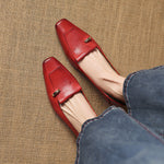 Selor Genuine Leather Square-Toe Pumps