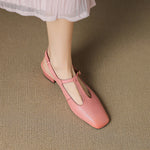 Reve Genuine Leather T-Strap Heels
