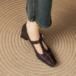 Eden Genuine Leather T-Strap Heels
