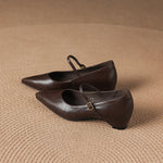 Evie Genuine Leather Pointed Toe Mary Jane Pumps