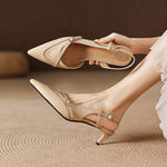 Elise Genuine Leather Pointed-Toe Slingback Heels