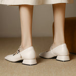 Velora Genuine Leather Square-Toe Mary Jane Pumps