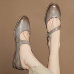 Remy Genuine Leather Almond Toe Mary Jane Flats