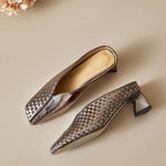 Luna Genuine Leather Sculpted Mule Heels