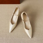 Raya Genuine Leather Rhinestone Anklet Pumps