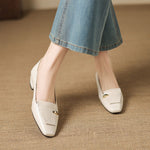 Selor Genuine Leather Square-Toe Pumps