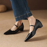 Evie Genuine Leather Pointed Toe Mary Jane Pumps