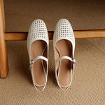 Bela Genuine Leather Hollow-Out Slingback Heels