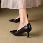 Cleva Genuine Leather Square-Toe Heels