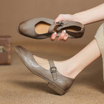 Remy Genuine Leather Almond Toe Mary Jane Flats