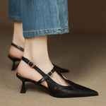 Noir Genuine Leather Heels