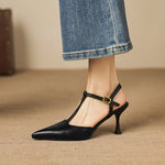 Luci Genuine Leather Pointed-Toe Mary Jane Heels