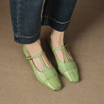Leya Genuine Leather T-Strap Pumps