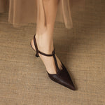 Luci Genuine Leather Pointed-Toe Mary Jane Heels